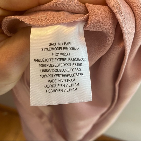 Sachin + Babi Pink Charmeuse Satin Button Front Dress 4 - Picture 5 of 6